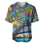 Australian Sydney Harbour Bridge Baseball Jersey Aboriginal Dot Art