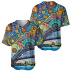 Australian Sydney Harbour Bridge Baseball Jersey Aboriginal Dot Art