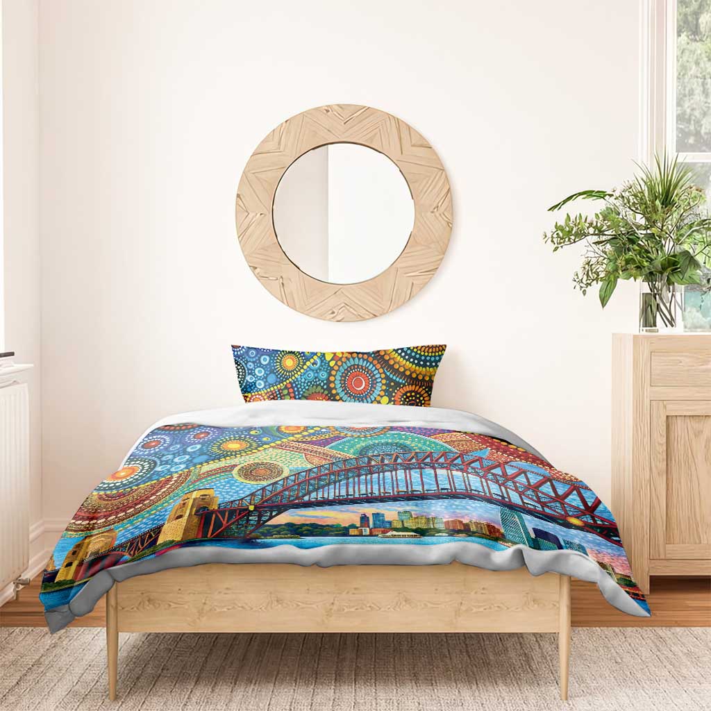 Australian Sydney Harbour Bridge Bedding Set Aboriginal Dot Art
