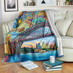 Australian Sydney Harbour Bridge Blanket Aboriginal Dot Art