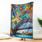 Australian Sydney Harbour Bridge Blanket Aboriginal Dot Art