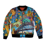 Australian Sydney Harbour Bridge Bomber Jacket Aboriginal Dot Art