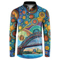 Australian Sydney Harbour Bridge Button Sweatshirt Aboriginal Dot Art