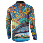 Australian Sydney Harbour Bridge Button Sweatshirt Aboriginal Dot Art