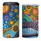 Australian Sydney Harbour Bridge 4 in 1 Can Cooler Tumbler Aboriginal Dot Art