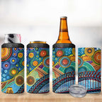 Australian Sydney Harbour Bridge 4 in 1 Can Cooler Tumbler Aboriginal Dot Art