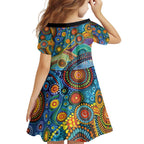 Australian Sydney Harbour Bridge Family Matching Summer Maxi Dress and Hawaiian Shirt Aboriginal Dot Art