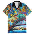 Australian Sydney Harbour Bridge Family Matching Summer Maxi Dress and Hawaiian Shirt Aboriginal Dot Art