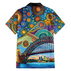 Australian Sydney Harbour Bridge Family Matching Summer Maxi Dress and Hawaiian Shirt Aboriginal Dot Art