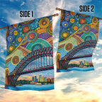 Australian Sydney Harbour Bridge Garden Flag Aboriginal Dot Art
