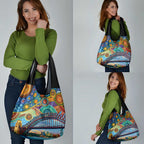 Australian Sydney Harbour Bridge Grocery Bag Aboriginal Dot Art