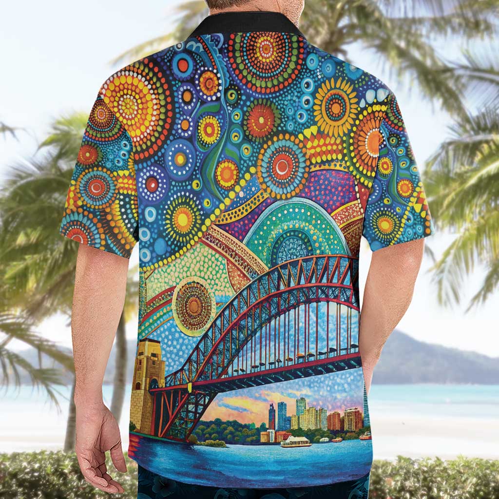 Australian Sydney Harbour Bridge Hawaiian Shirt Aboriginal Dot Art