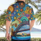 Australian Sydney Harbour Bridge Hawaiian Shirt Aboriginal Dot Art