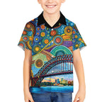 Australian Sydney Harbour Bridge Hawaiian Shirt Aboriginal Dot Art