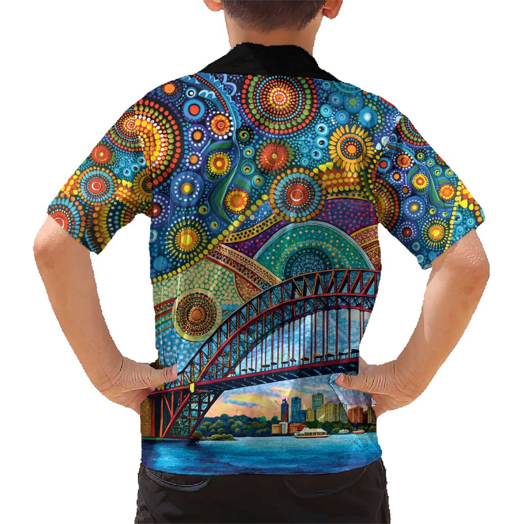 Australian Sydney Harbour Bridge Hawaiian Shirt Aboriginal Dot Art