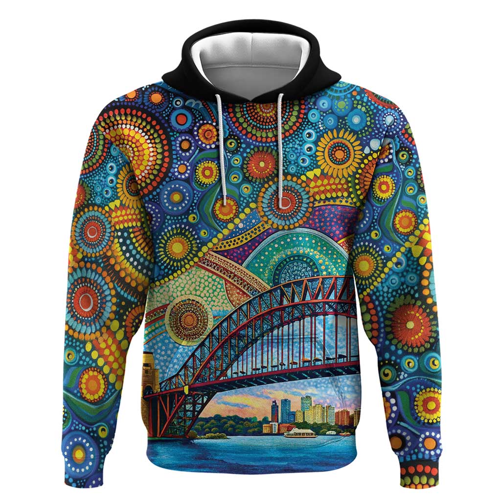 Australian Sydney Harbour Bridge Hoodie Aboriginal Dot Art