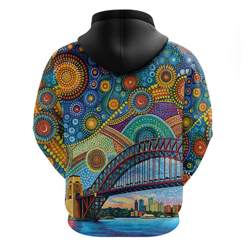 Australian Sydney Harbour Bridge Hoodie Aboriginal Dot Art
