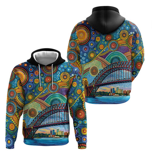 Australian Sydney Harbour Bridge Hoodie Aboriginal Dot Art