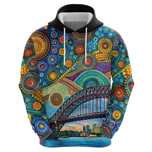 Australian Sydney Harbour Bridge Hoodie Aboriginal Dot Art