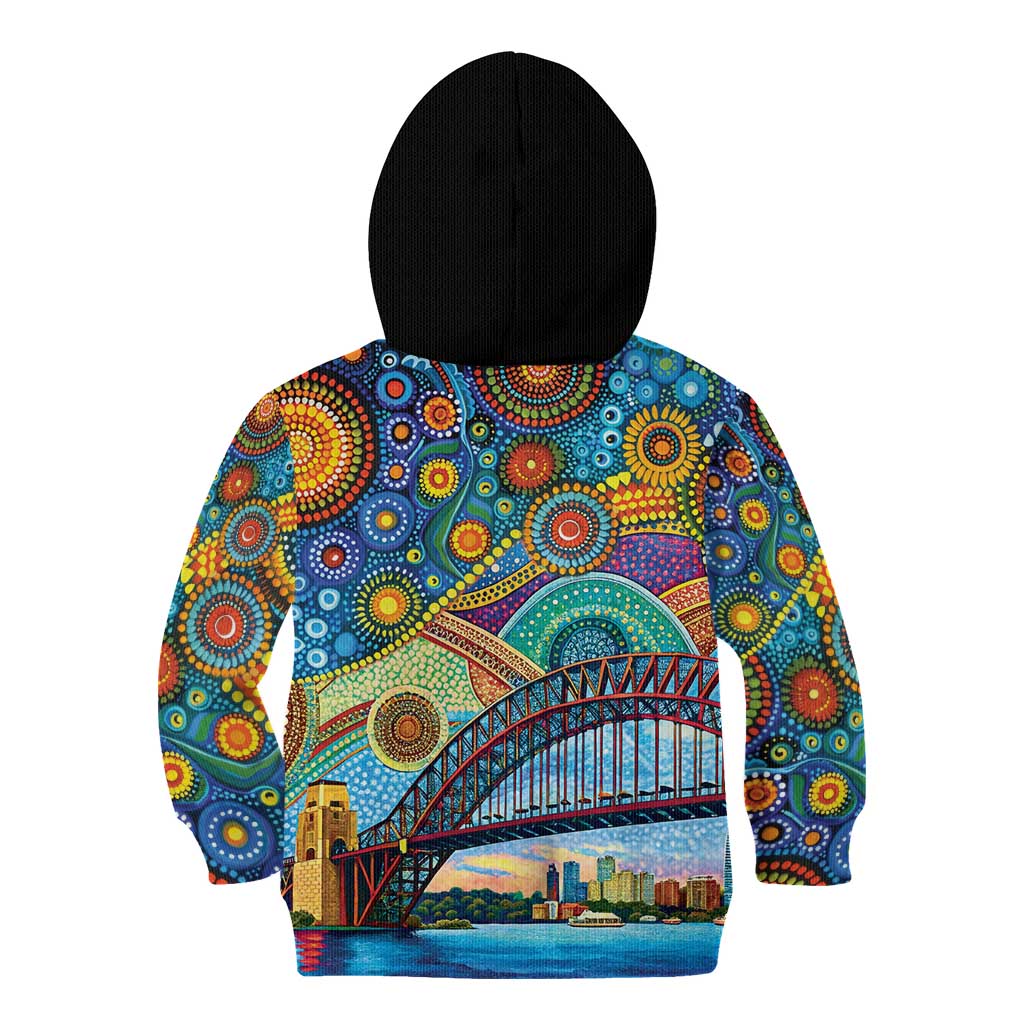Australian Sydney Harbour Bridge Kid Hoodie Aboriginal Dot Art