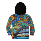 Australian Sydney Harbour Bridge Kid Hoodie Aboriginal Dot Art
