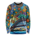 Australian Sydney Harbour Bridge Long Sleeve Shirt Aboriginal Dot Art