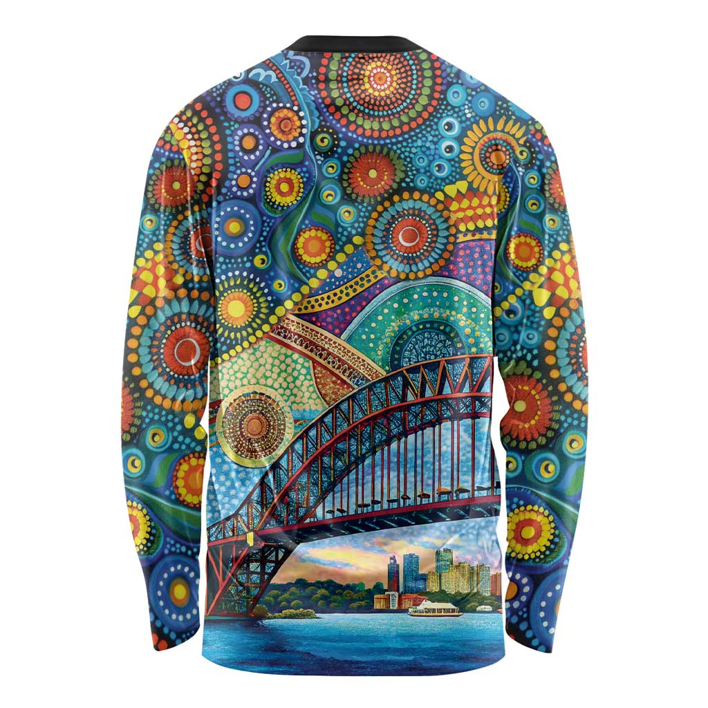 Australian Sydney Harbour Bridge Long Sleeve Shirt Aboriginal Dot Art