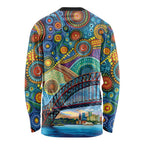 Australian Sydney Harbour Bridge Long Sleeve Shirt Aboriginal Dot Art