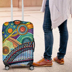 Australian Sydney Harbour Bridge Luggage Cover Aboriginal Dot Art