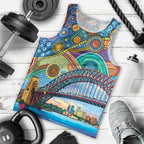 Australian Sydney Harbour Bridge Men Tank Top Aboriginal Dot Art