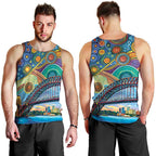 Australian Sydney Harbour Bridge Men Tank Top Aboriginal Dot Art