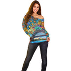 Australian Sydney Harbour Bridge Off Shoulder Sweater Aboriginal Dot Art