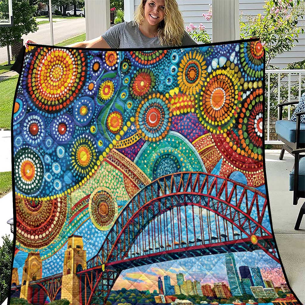 Australian Sydney Harbour Bridge Quilt Aboriginal Dot Art