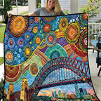 Australian Sydney Harbour Bridge Quilt Aboriginal Dot Art