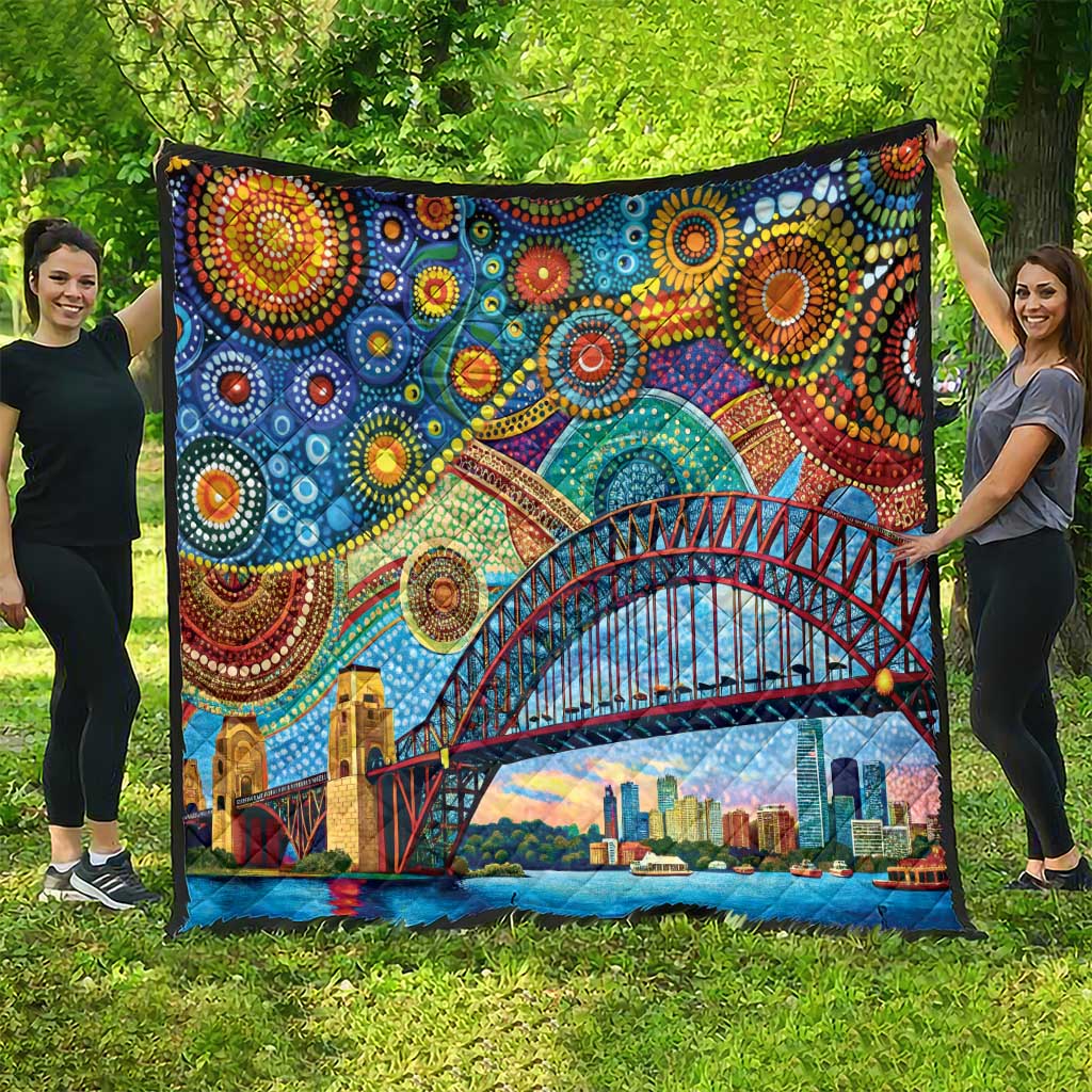 Australian Sydney Harbour Bridge Quilt Aboriginal Dot Art