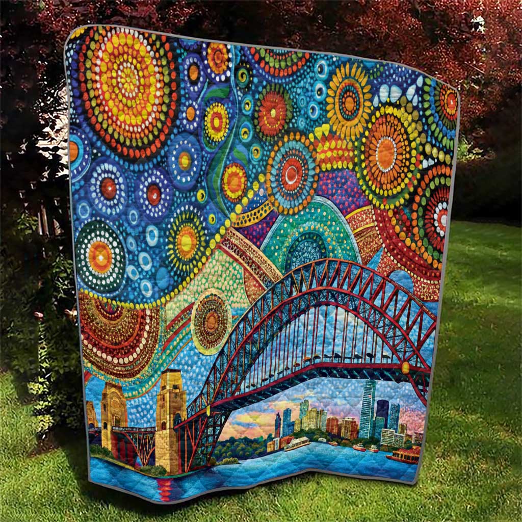 Australian Sydney Harbour Bridge Quilt Aboriginal Dot Art