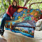 Australian Sydney Harbour Bridge Quilt Aboriginal Dot Art