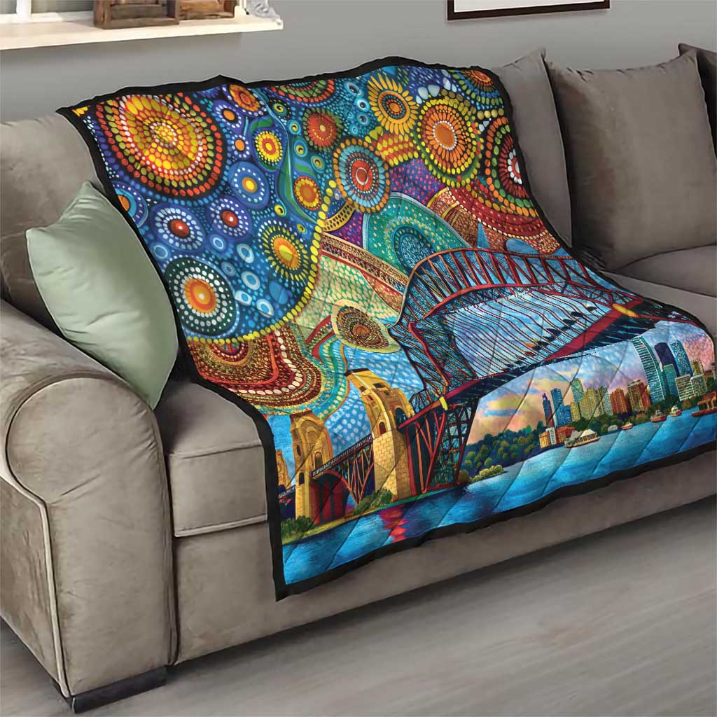 Australian Sydney Harbour Bridge Quilt Aboriginal Dot Art