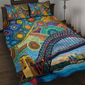 Australian Sydney Harbour Bridge Quilt Bed Set Aboriginal Dot Art