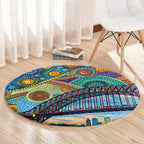 Australian Sydney Harbour Bridge Round Carpet Aboriginal Dot Art