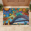 Australian Sydney Harbour Bridge Rubber Doormat Aboriginal Dot Art