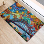 Australian Sydney Harbour Bridge Rubber Doormat Aboriginal Dot Art