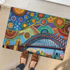 Australian Sydney Harbour Bridge Rubber Doormat Aboriginal Dot Art