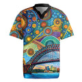 Australian Sydney Harbour Bridge Rugby Jersey Aboriginal Dot Art