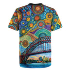 Australian Sydney Harbour Bridge Rugby Jersey Aboriginal Dot Art