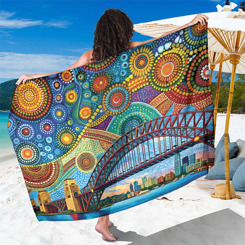Australian Sydney Harbour Bridge Sarong Aboriginal Dot Art