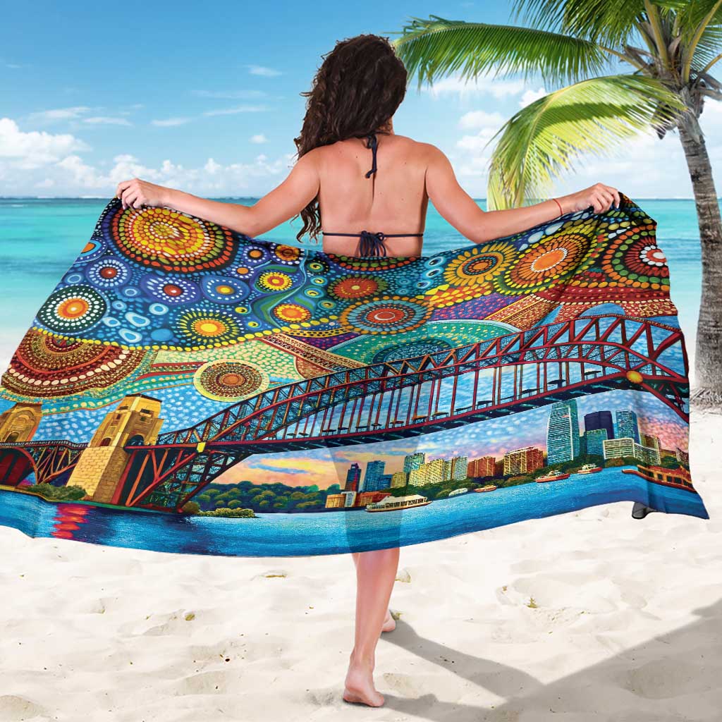 Australian Sydney Harbour Bridge Sarong Aboriginal Dot Art