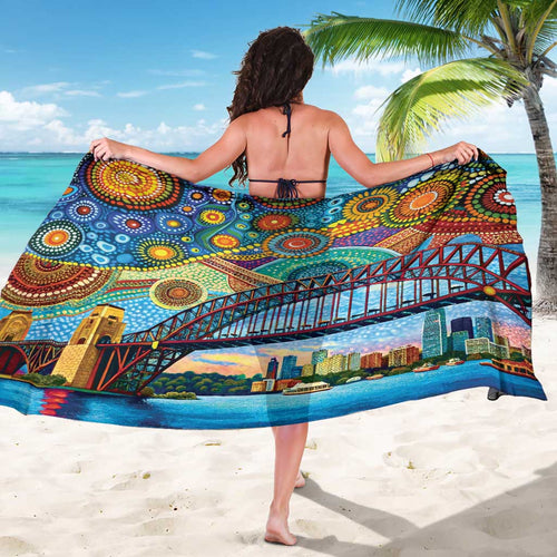 Australian Sydney Harbour Bridge Sarong Aboriginal Dot Art