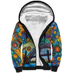 Australian Sydney Harbour Bridge Sherpa Hoodie Aboriginal Dot Art