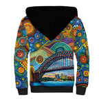 Australian Sydney Harbour Bridge Sherpa Hoodie Aboriginal Dot Art
